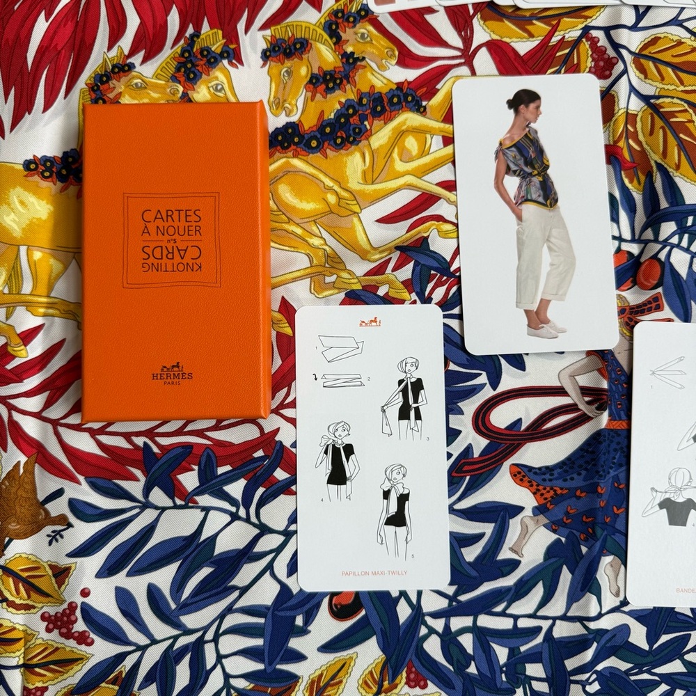 Hermès La Promenade de Platon Silk Scarf 90cm Marine Red w/ Box & Extras - Picture 12 of 12